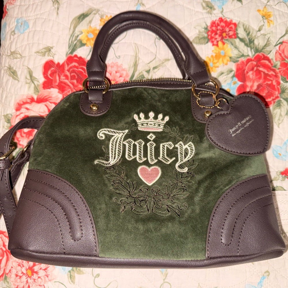 Juicy Couture Olive and Dark Brown Satchel